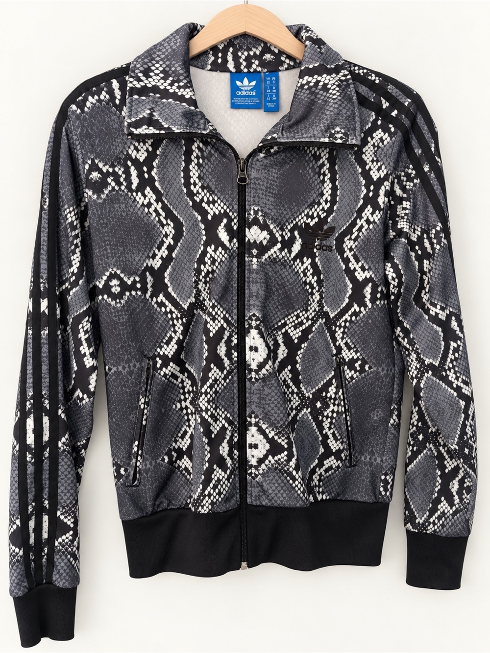 Adidas Originals Snakeskin Print Track Jacket Black Gray Size M
